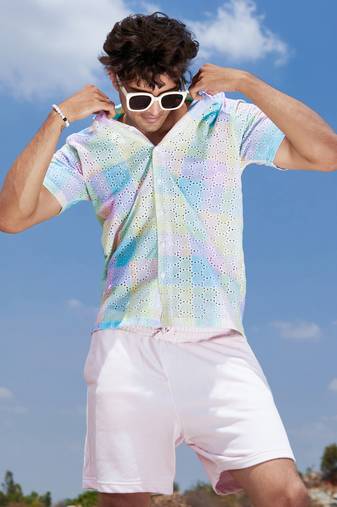 Men's multicolour pastel block shirt