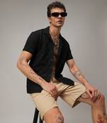 Men's onyx black crumble textured shirt