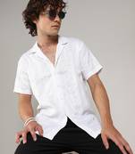 Men's chalk white embroidered heathered shirt