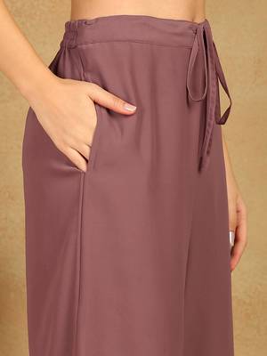women mauve georgette solid embroidered straight kurta palazzo with dupatta 5