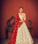 Beautiful Art Silk White Lehenga Choli Set With Dupatta