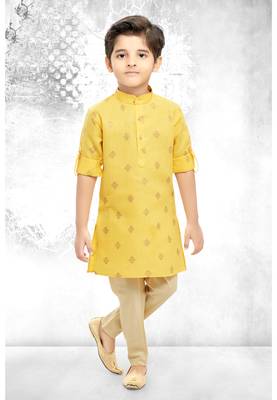 Gold printed boys Kurta Pyjama Set  1