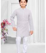 Grey embroidered boys Kurta Pyjama Set 
