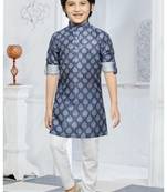 Grey printed boys Kurta Pyjama Set 