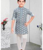 Grey printed boys Kurta Pyjama Set 