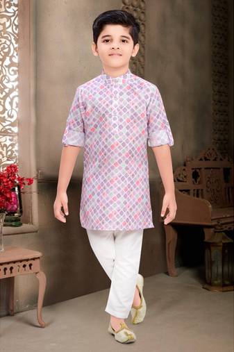Levender printed boys Kurta Pyjama Set 