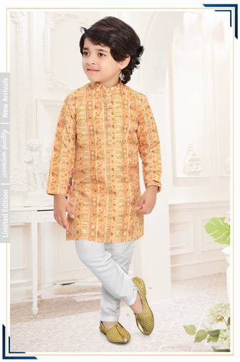 Haldi printed boys Kurta Pyjama Set 