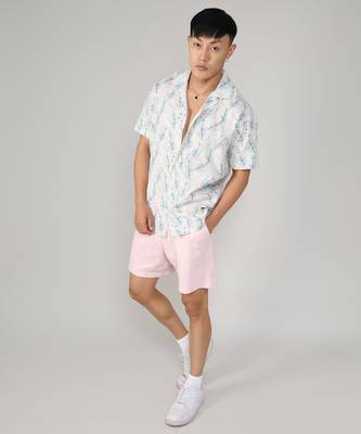Men's ivory white & icy blue flora tint shirt 5