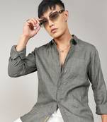 Men's olive green embroidered one-lined shirt
