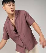 Men's mocha brown embroidered twist shirt
