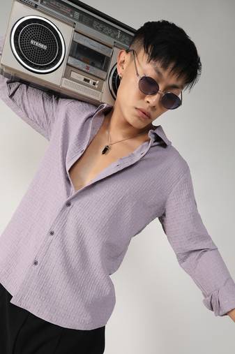 Men's lavender textured weave shirt
