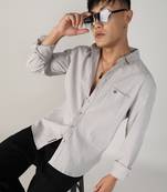 Men's greige textured ruched shirt