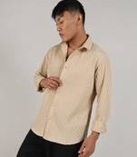 Men's butter yellow crinkled-weave shirt