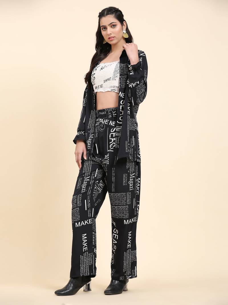 Typography Printed 3-Piece Co-ord Set