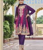 Multicolor Premium Silk Embroidery Punjabi Salwar Suit