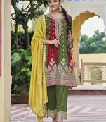 Multicolor Premium Silk Embroidery Punjabi Salwar Suit