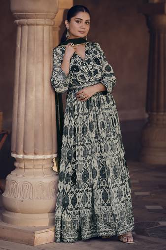 Multicolor georgette embroidery readymade suits