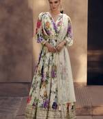 Off white georgette embroidery readymade suits
