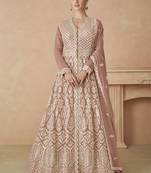 Light peach georgette embroidery readymade suits