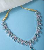 Elegant Diamond Necklace & Matching Pastel Diamond Earrings Set