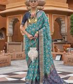 Teal Colour Cotton Silk Patola Printed Saree By Monjolika Fashion