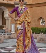 Mustard Colour Cotton Silk Patola Printed Saree By Monjolika Fashion