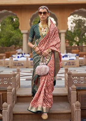 Rust Colour Cotton Silk Patola Printed Saree By Monjolika Fashion 1