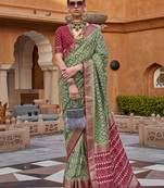 Mehendi Colour Cotton Silk Patola Printed Saree By Monjolika Fashion