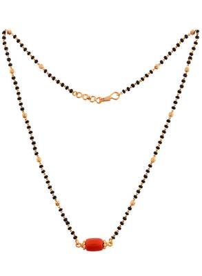 Black beads mangalsutra SHORT with coral pendant one gram gold 3