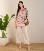 Rose pink and cyan geometric print tunic