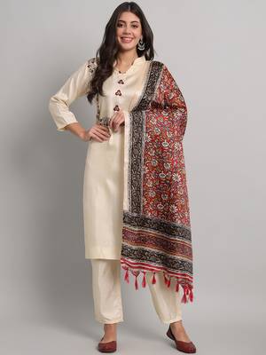 WOMEN'S PREMIUM COTTON BLEND STRIGHT KURTI WITH EMBROIDARY WORK 1
