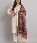 WOMEN'S PREMIUM COTTON BLEND STRIGHT KURTI WITH EMBROIDARY WORK