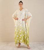 Off-white and green ombre full length kaftan