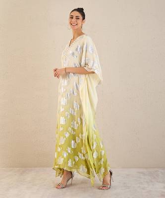 Off-white and green ombre full length kaftan 2