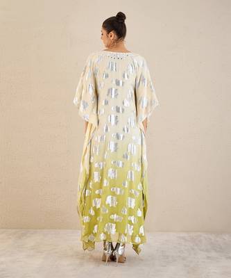 Off-white and green ombre full length kaftan 4