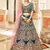 blue embroidered velvet bridal lehenga set choli with dupatta