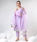 Lilac cotton silk suit set