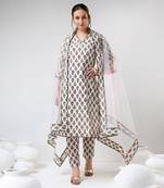 White booti cotton suit set