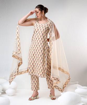 Sand color cotton suit set 2