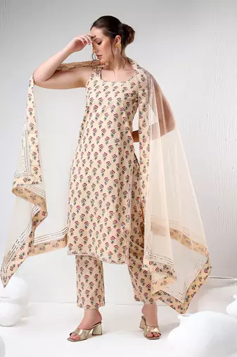 Sand color cotton suit set