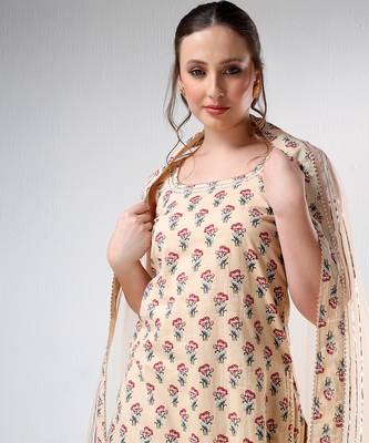 Sand color cotton suit set 4