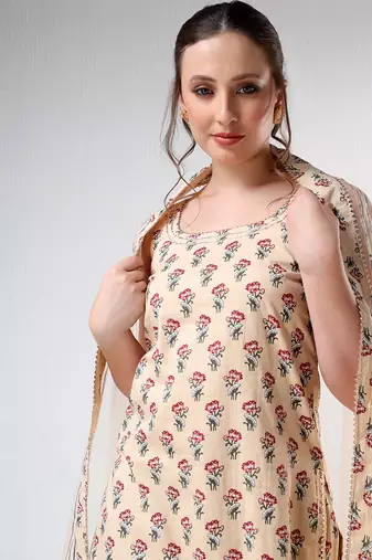 Sand color cotton suit set