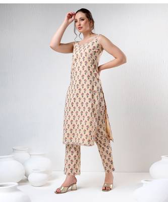 Sand color cotton suit set 5