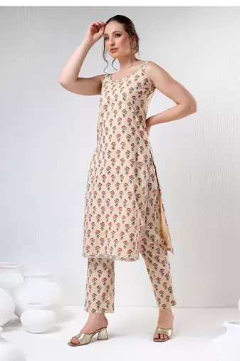Sand color cotton suit set