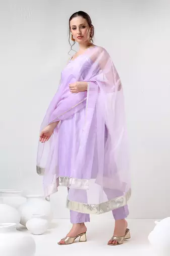 Lilac cotton silk suit set
