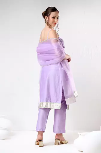 Lilac cotton silk suit set