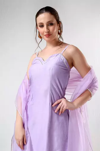 Lilac cotton silk suit set
