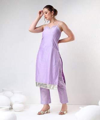 Lilac cotton silk suit set 5