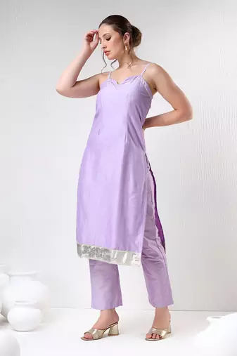 Lilac cotton silk suit set