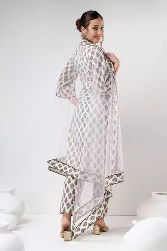 White booti cotton suit set